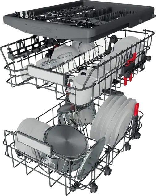 Whirlpool WSBO 3O34 PF X Semi-Integrated Slim Dishwasher, 45cm, 10 Place Settings, 6th Sense Technology, NaturalDry, 8 Programs, Stainless Steel