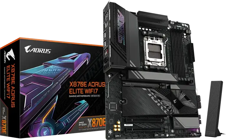 Placa de baza Gigabyte X870E AORUS ELITE WIFI7 AM5 ATX AMD X870E DDR5 8200MHz OC 4x M.2 PCIe Gen5 Wi-Fi 7 Bluetooth 5.4 2.5GbE HDMI 2.1