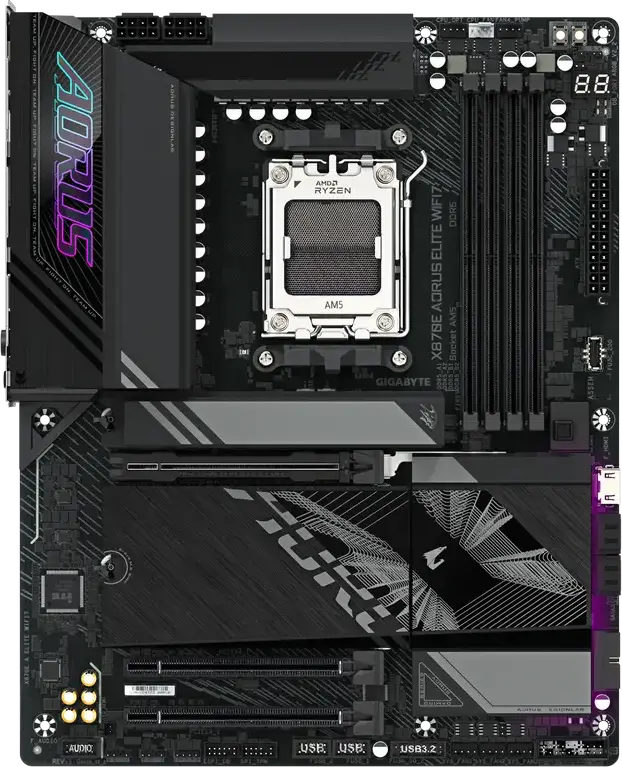 Placa de baza Gigabyte X870E AORUS ELITE WIFI7 AM5 ATX AMD X870E DDR5 8200MHz OC 4x M.2 PCIe Gen5 Wi-Fi 7 Bluetooth 5.4 2.5GbE HDMI 2.1