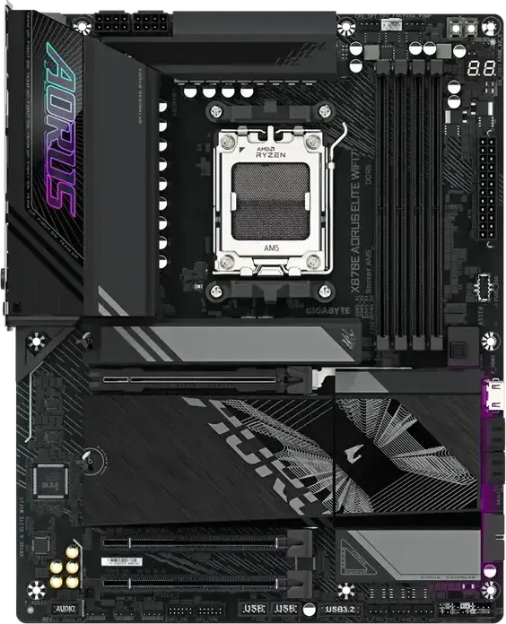 Placa de baza Gigabyte X870E AORUS ELITE WIFI7 AM5 ATX AMD X870E DDR5 8200MHz OC 4x M.2 PCIe Gen5 Wi-Fi 7 Bluetooth 5.4 2.5GbE HDMI 2.1