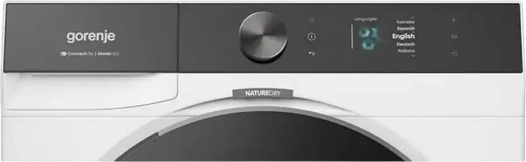 Конденсационный сушильный автомат Gorenje DG81DP с тепловым насосом, загрузка 10 кг, мотор Inverter PowerDrive, NatureDry, TangleFree, белый/черный