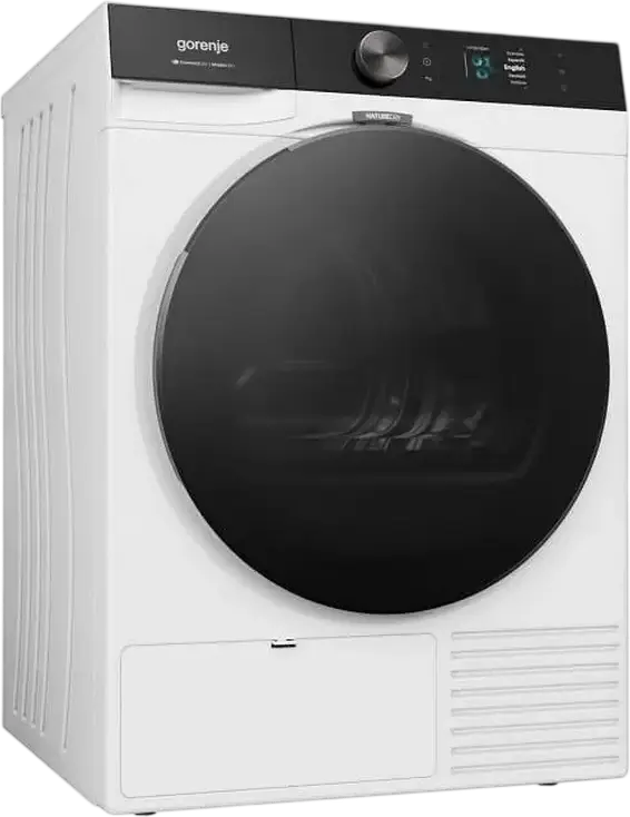 Конденсационный сушильный автомат Gorenje DG81DP с тепловым насосом, загрузка 10 кг, мотор Inverter PowerDrive, NatureDry, TangleFree, белый/черный