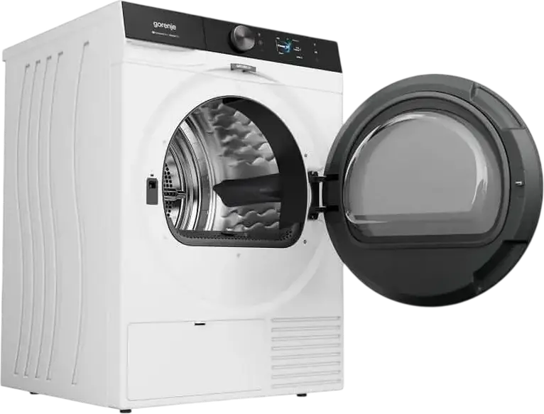 Конденсационный сушильный автомат Gorenje DG81DP с тепловым насосом, загрузка 10 кг, мотор Inverter PowerDrive, NatureDry, TangleFree, белый/черный