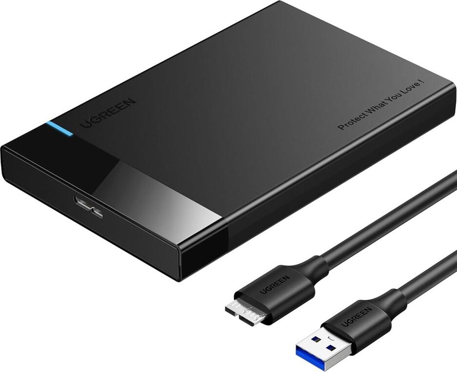 Внешний корпус UGREEN US221 для HDD SSD 2.5 дюйма SATA 3.0, адаптер USB 3.0, скорость передачи данных 5 Гбит/с, поддержка UASP, макс. емкость 6 ТБ, черный