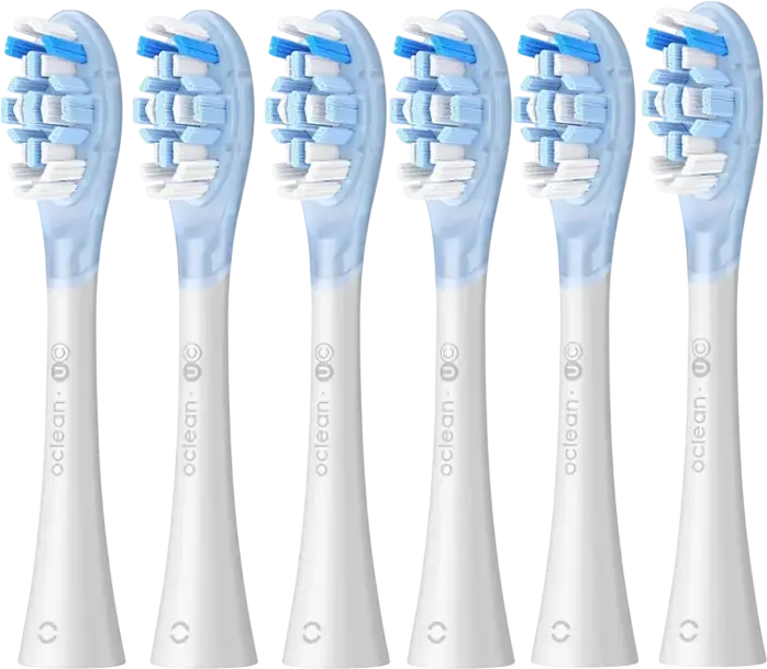 Oclean Ultra Clean UC03 W02 Replacement Sonic Electric Toothbrush Heads, DuPont Tynex Medium-Firm Bristles, Tongue Cleaner, Set of 6, White