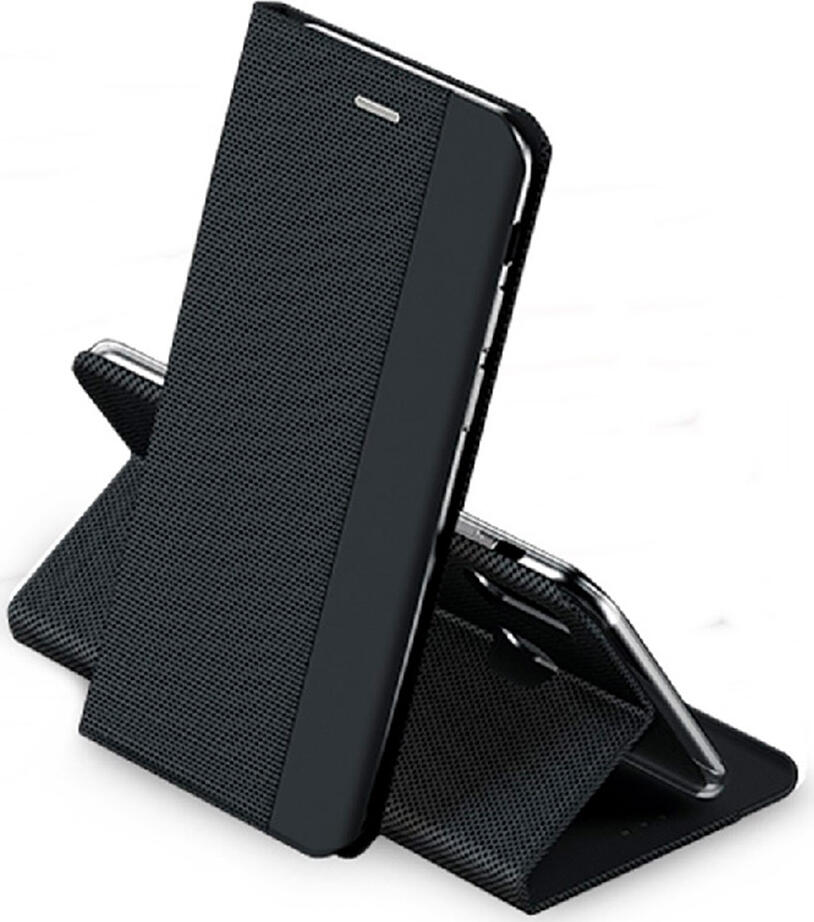 Husa Flip Shell WOO pentru Samsung Galaxy A06, din Nylon Durabil Rezistent la Uzura, cu Suport Pliabil, Shockproof si Rezistenta la Praf, Neagra