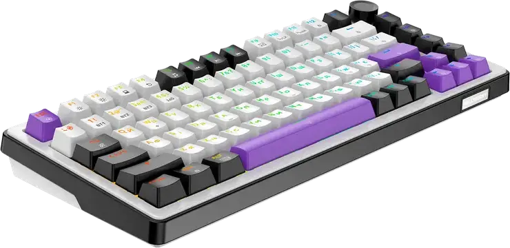 HATOR Hellyberry HK75 75% Compact Mechanical Keyboard, Wireless Tri-mode Wireless/Bluetooth/USB, Pre-lubed Linear Switches, Hot-swappable, RGB Lighting & Knob