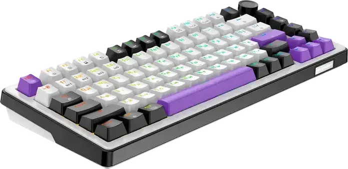 HATOR Hellyberry HK75 75% Compact Mechanical Keyboard, Wireless Tri-mode Wireless/Bluetooth/USB, Pre-lubed Linear Switches, Hot-swappable, RGB Lighting & Knob
