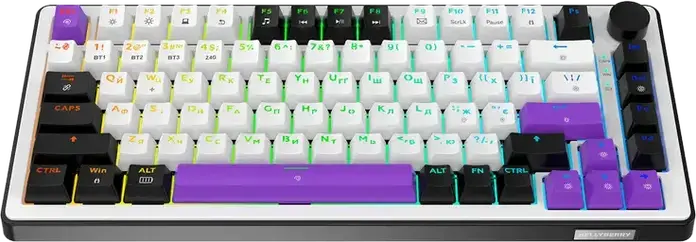 HATOR Hellyberry HK75 75% Compact Mechanical Keyboard, Wireless Tri-mode Wireless/Bluetooth/USB, Pre-lubed Linear Switches, Hot-swappable, RGB Lighting & Knob