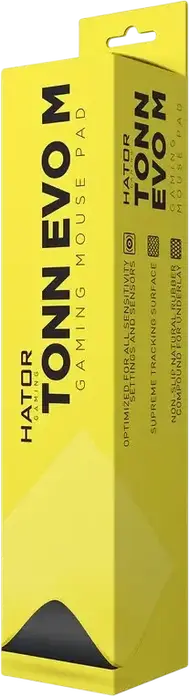 HATOR Tonn EVO Gaming Mouse Pad, Medium (M), 360x300x4mm, Textile Surface, Natural Rubber Base, Stitched Edges, Yellow and Grey