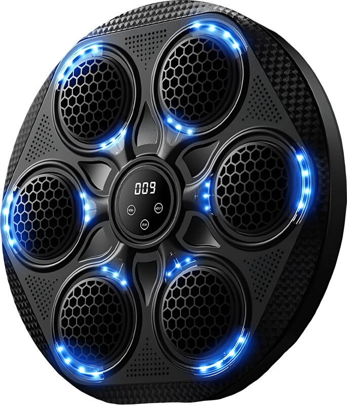 Masina de Boxing Muzical cu Display, 6 Zone de lovire, 15 Nivele de Viteza, Bluetooth, Montare pe Perete ABS Fibra de Carbon, 415x415mm, Negru