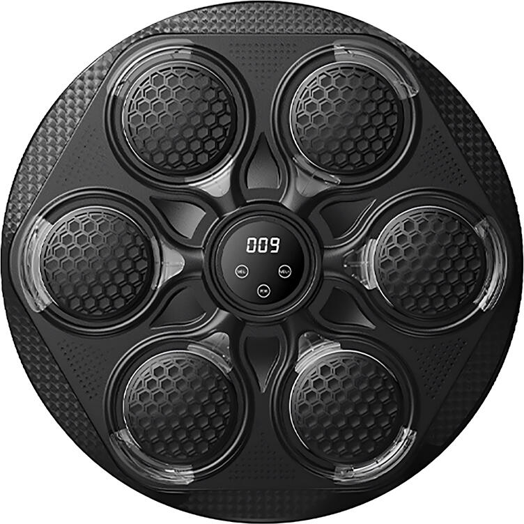 Masina de Boxing Muzical cu Display, 6 Zone de lovire, 15 Nivele de Viteza, Bluetooth, Montare pe Perete ABS Fibra de Carbon, 415x415mm, Negru