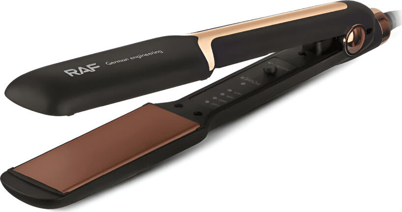 Placa de indreptat parul RAF R.419J, Placi Aluminiu cu Strat Ceramic, Temperatura Reglabila 130-232°C, 45W, Cablu Rotos 360°, Negru si Rose Gold