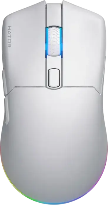 HATOR Pulsar 3 Wireless Gaming Mouse HTM631, Tri-mode Connectivity, 12000 DPI Optical Sensor, RGB Lighting, 100 Million Click Optical Switches, White