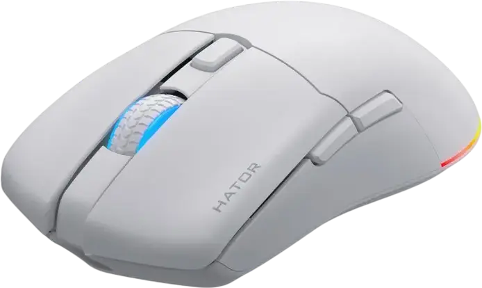 HATOR Pulsar 3 Wireless Gaming Mouse HTM631, Tri-mode Connectivity, 12000 DPI Optical Sensor, RGB Lighting, 100 Million Click Optical Switches, White