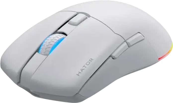 HATOR Pulsar 3 Wireless Gaming Mouse HTM631, Tri-mode Connectivity, 12000 DPI Optical Sensor, RGB Lighting, 100 Million Click Optical Switches, White