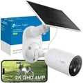 Set de 2 piese TP-Link Tapo TC85 KIT Camera de Securitate cu Baterie si Panou Solar, Rezolutie 4Mpix 2K QHD, FOV 150 grade, IP66, Alb