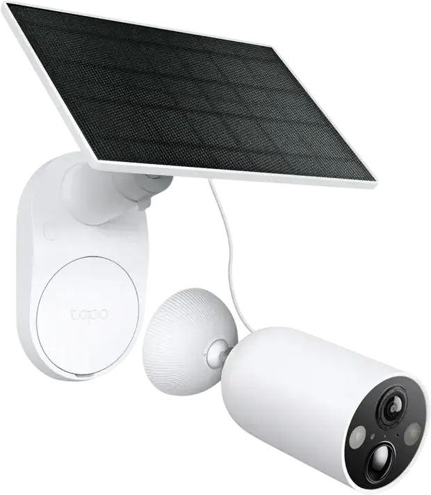 Set de 2 piese TP-Link Tapo TC85 KIT Camera de Securitate cu Baterie si Panou Solar, Rezolutie 4Mpix 2K QHD, FOV 150 grade, IP66, Alb