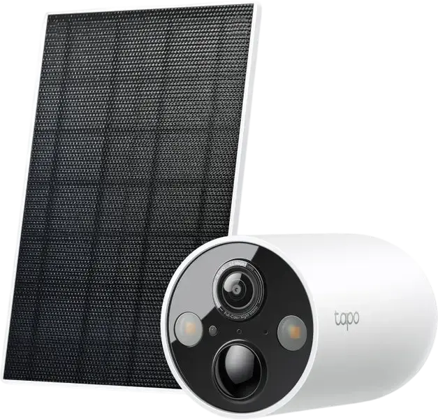 Set de 2 piese TP-Link Tapo TC85 KIT Camera de Securitate cu Baterie si Panou Solar, Rezolutie 4Mpix 2K QHD, FOV 150 grade, IP66, Alb