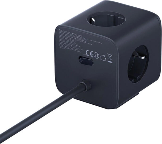 Baseus EnerFill FA11 EFMF67-EU Cub Priza 6-in-1, Statie de Incarcare GaN6 67W, 3 Prize AC, 2 USB-C, 1 USB-A, Cablu 1.5m, Cosmic Black