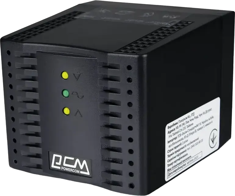 Stabilizator de Tensiune Powercom TCA-3000 AVR 3000VA 1500W Monofazic 240V cu 4 Prize Schuko CEE 7/4 si Protectie la Supratensiune, Negru