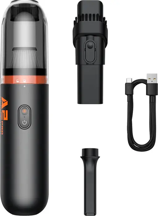 Baseus A2 Pro Portable Car Vacuum Cleaner, 80W, 6000Pa Suction, Cordless Handheld Vacuum with Washable HEPA Filter, 2000mAh Battery, USB-C Charging