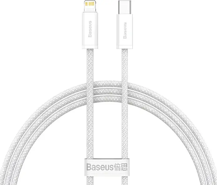 Baseus Dynamic Series USB-C to Lightning Cable, 20W PD Fast Charging, 1m Braided Nylon, 480Mbps Data Transfer, Smart Chip for iPhone iPad AirPods, White