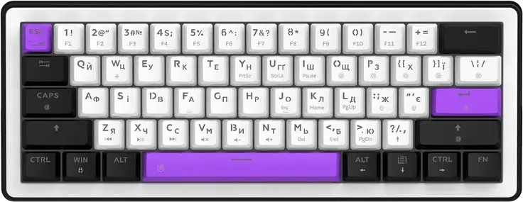 Механическая клавиатура HATOR Hellyberry HK60 60% ультракомпактная, проводная USB-C, Hot-swap линейные переключатели, RGB, белая