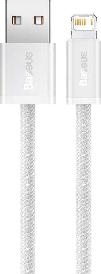 Baseus Dynamic Series USB-A to Lightning Cable, 2m Nylon Braided Charging and Data Sync Cable, 2.4A Max Current, 480Mbps, White