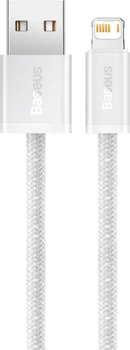 Baseus Dynamic Series USB-A to Lightning Cable, 2m Nylon Braided Charging and Data Sync Cable, 2.4A Max Current, 480Mbps, White