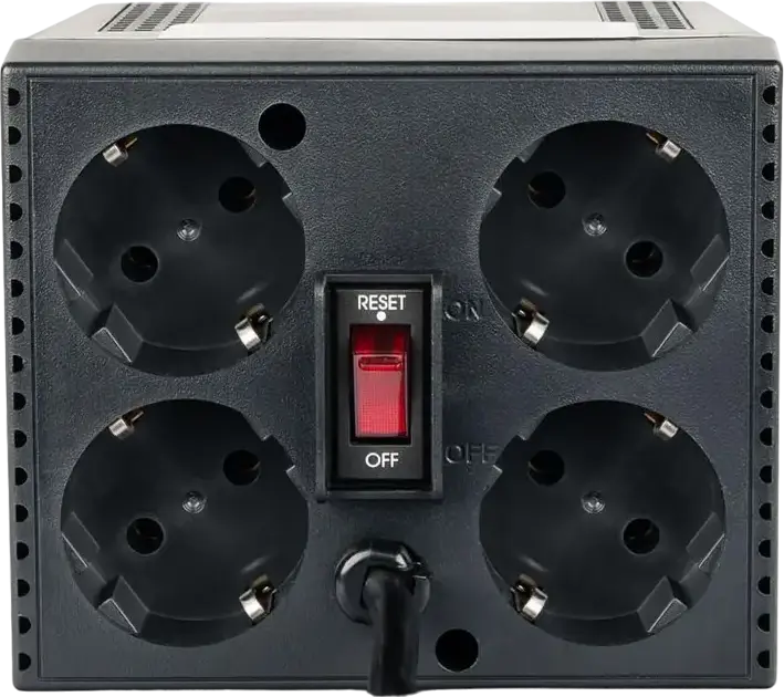 Powercom TCA-2000 Voltage Stabilizer, 2000VA/1000W, Single Phase, 4 Schuko Outlets, Overload and Surge Protection, Black