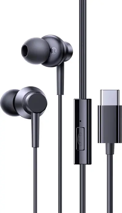 Baseus Encok CZ11 Wired In-Ear Earphones with USB Type-C Interface, 10mm Driver, Integrated Microphone and Inline Remote, Anti-Tangle TPE Cable, Black