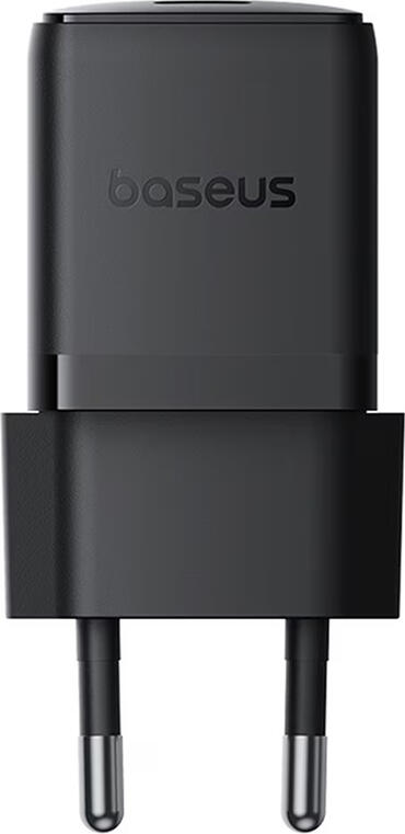 Baseus Palm Series GaN Wall Charger, PD Fast Charging 20W/30W 1 Port USB-C & USB-A EU Plug, Black, BCT Temperature Control and 8-Layer Protection Compact Adapter
