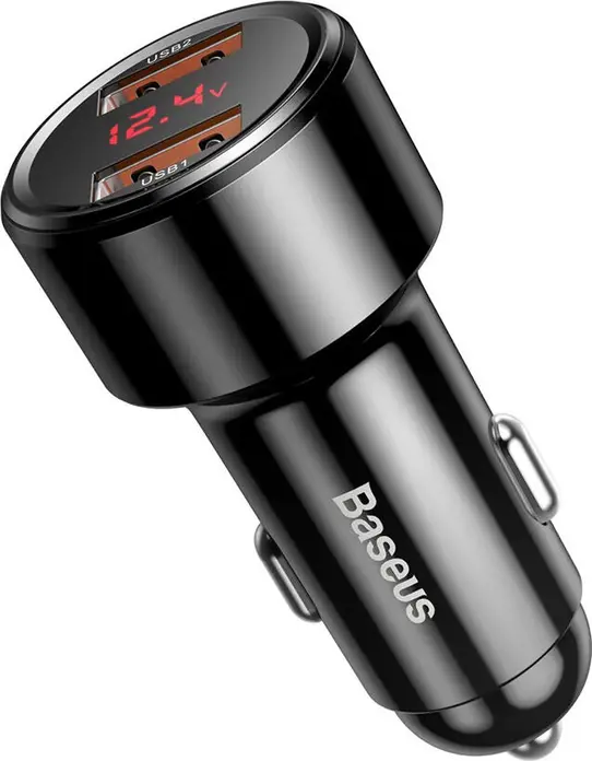 Incarcator Auto Baseus Magic Series 45W Dual USB-A Fast Charging cu Display LED pentru Voltaj, Suport QC3.0 SCP AFC, 12V-24V pentru Smartphone-uri si Tablete