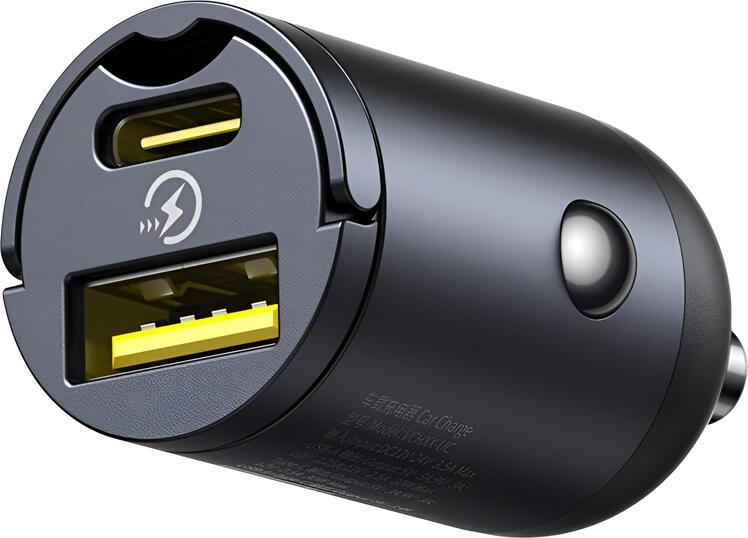Автомобильное зарядное устройство Baseus Tiny Star 30W CC-JX-01-UC, два порта USB-C PD и USB-A, алюминий, быстрая зарядка QC 4.0+ PD 3.0, универсальное 12/24В