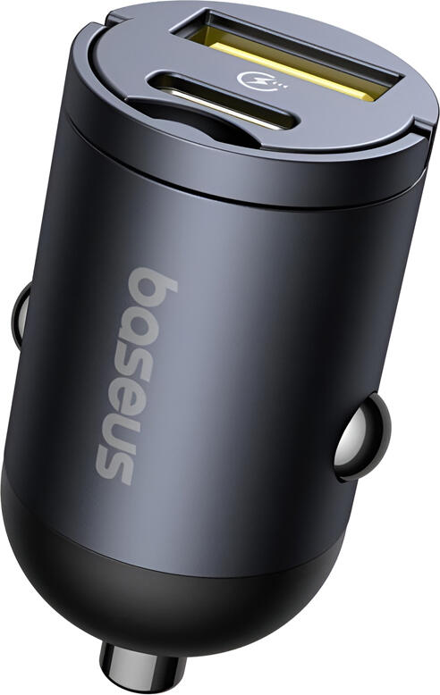 Автомобильное зарядное устройство Baseus Tiny Star 30W CC-JX-01-UC, два порта USB-C PD и USB-A, алюминий, быстрая зарядка QC 4.0+ PD 3.0, универсальное 12/24В
