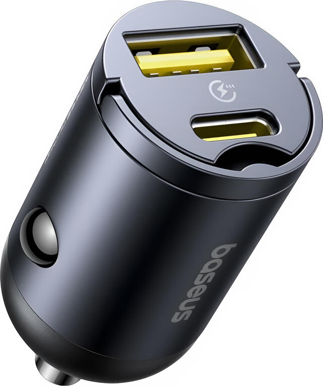 Автомобильное зарядное устройство Baseus Tiny Star 30W CC-JX-01-UC, два порта USB-C PD и USB-A, алюминий, быстрая зарядка QC 4.0+ PD 3.0, универсальное 12/24В