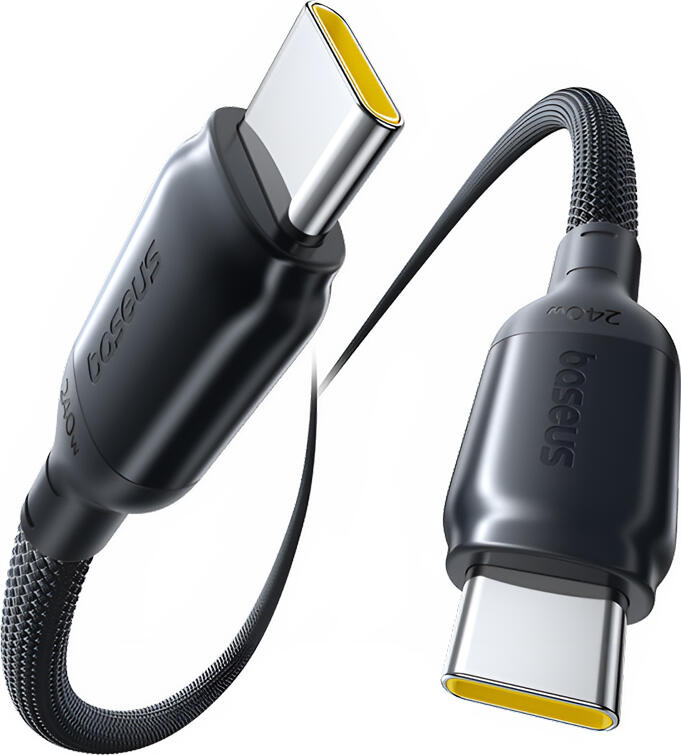 Cablu Baseus PicoGo USB-C la USB-C 240W, 1m, PD3.1 PPS QC4.0, Design Auto-infasurat Magnetic din Silicon si Nylon Impletit, 480Mbps, Cosmic Black
