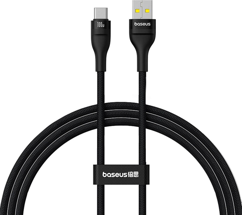 Cablu Baseus Flash 2 Series 2-in-1 USB-C 100W 5A PD QC Incarcare Rapida Nylon Impletit 1m