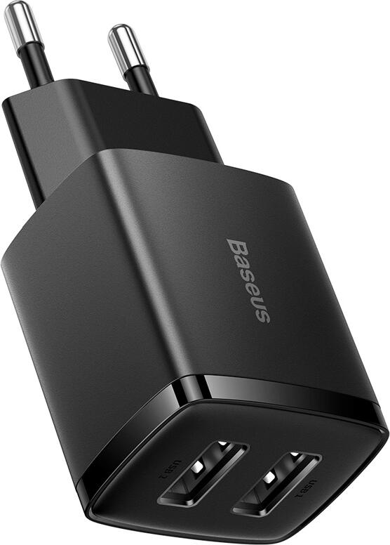 Сетевое зарядное устройство Baseus Compact Series CCCP10UE EU Plug Универсальная быстрая зарядка 2 порта USB Type-A Черный