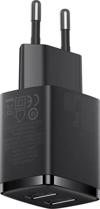 Сетевое зарядное устройство Baseus Compact Series CCCP10UE EU Plug Универсальная быстрая зарядка 2 порта USB Type-A Черный