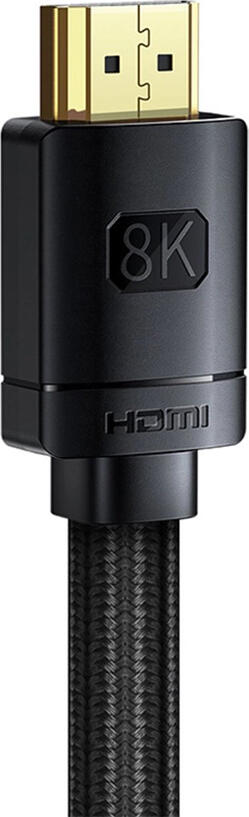 Baseus CAKGQ-J01 HDMI 2.1 Cable, 8K@60Hz, 4K@120Hz, 48Gb/s Bandwidth, Dynamic HDR, 24K Gold-Plated, Nylon Braided, 1m, Black