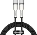 Кабель Baseus Cafule Metal Series USB-C - USB-C CATJK-C01, 100Вт PD Quick Charge, Плетеный Нейлон, Цинковый Сплав, 1м, Передача Данных 480Мбит/с, Черный