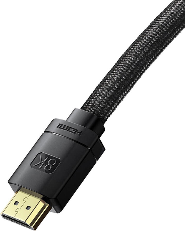 Baseus CAKGQ-L01 High Definition HDMI 2.1 Cable, 8K@60Hz, 4K@120Hz, 48Gb/s Bandwidth, Dynamic HDR, 3m, Nylon Braided, Gold-plated, Black