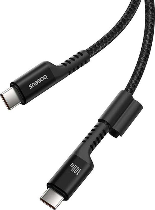 Set de 2 cabluri Baseus Fish-Eye Series USB-C la USB-C, 100W PD Fast Charging, 1m Spiralate din Nailon, Chip E-Marker, pentru iPhone 15, Laptopuri, CarPlay
