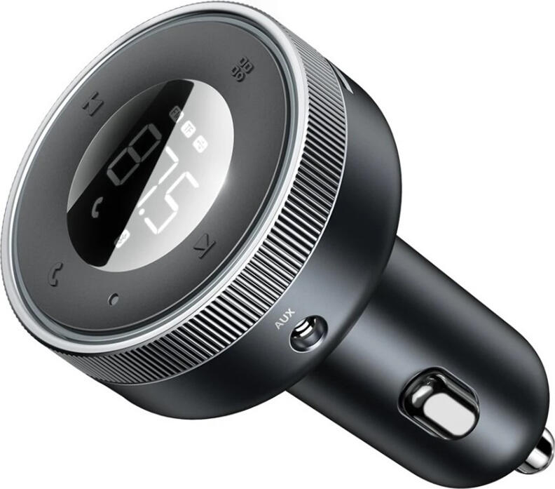 Baseus Enjoy Car Wireless MP3 Charger CCLH-01, Bluetooth v5.0 FM Transmitter, 17W Dual USB Ports 5V/3.4A, TF Card and AUX Support, Hands-Free Calling