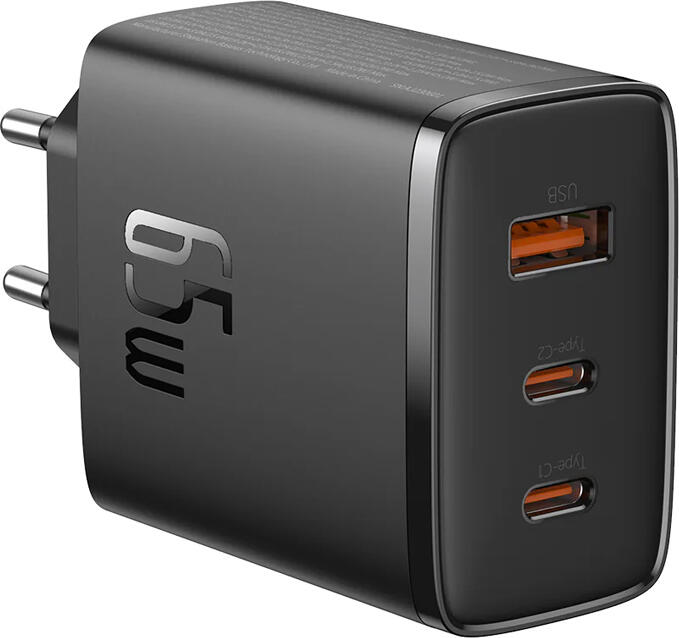 Baseus Cube Pro GaN 65W Fast Charger CCXPR65CE, 3 Ports (2x USB-C, 1x USB-A), GaN 5 Technology, EU Plug, High Efficiency Heat Dissipation