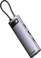 USB-C концентратор Baseus Metal Gleam Series 8-в-1, алюминиевый, HDMI 4K, 3x USB 3.0 5 Гбит/с, PD 100 Вт, Gigabit Ethernet RJ45, картридер SD/TF, Space Gray