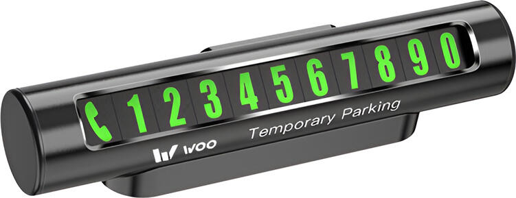 WOO C202 Temporary Parking Phone Number Holder, ABS Plastic, Modern Cylindrical Design, High Visibility Dashboard Display, Black