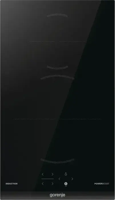 Plita Inductie Incorporabila Gorenje GI3201BC, 2 Zone de Gatire, Suprafata Vitroceramica Neagra, 3.6 kW, Control Tactil, Afisaj LED Digital, PowerBoost, Blocare Copii, 30x52 cm